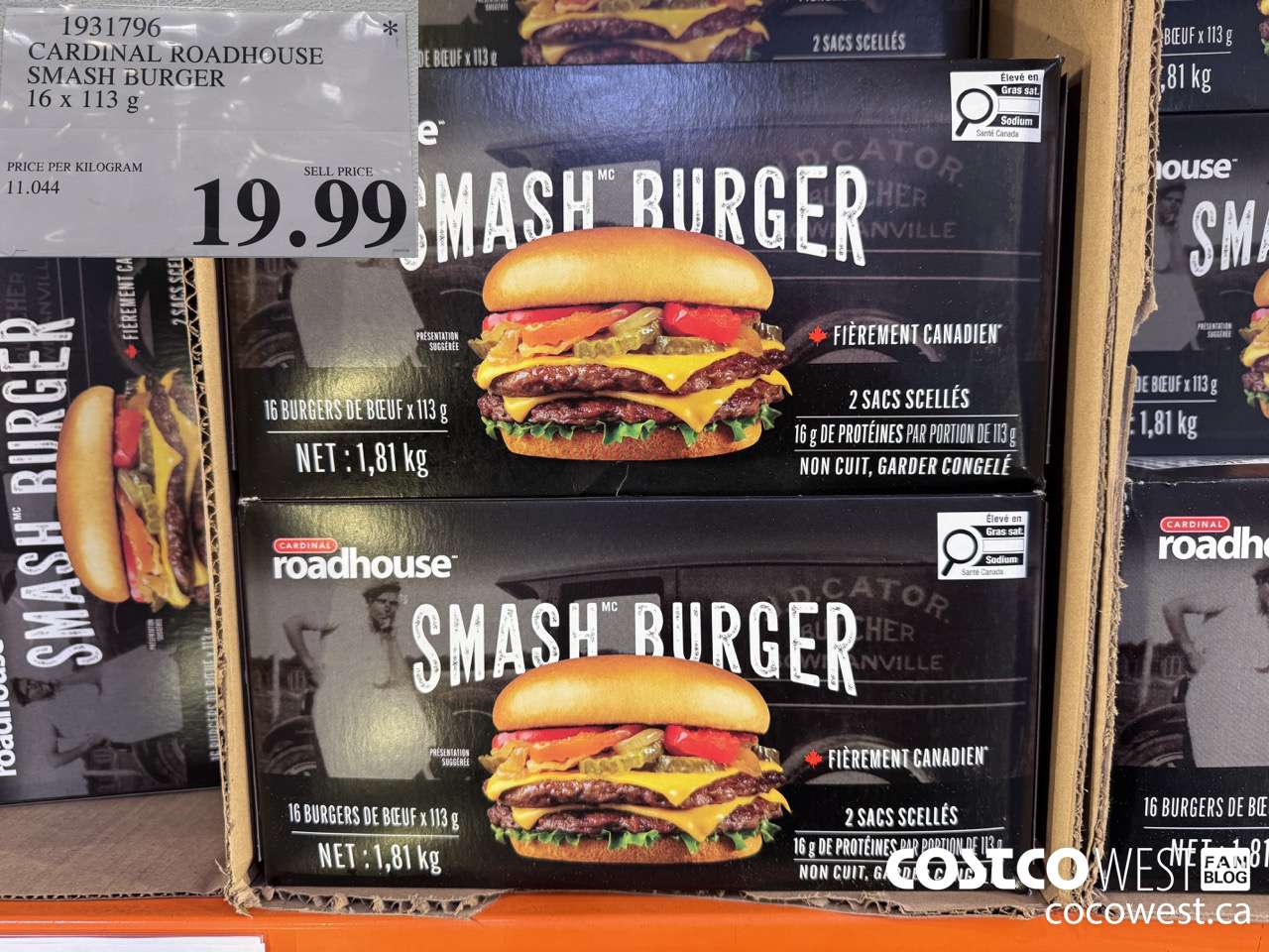 1931796 CARDINAL ROADHOUSE SMASH BURGER 16 X 113G $19.99