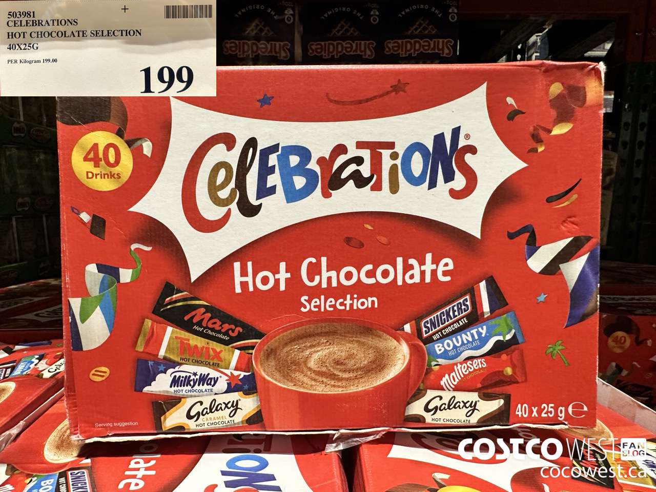 503981 CELEBRATION HOT CHOCOLATE SELECTION 40 X 25G $199.00