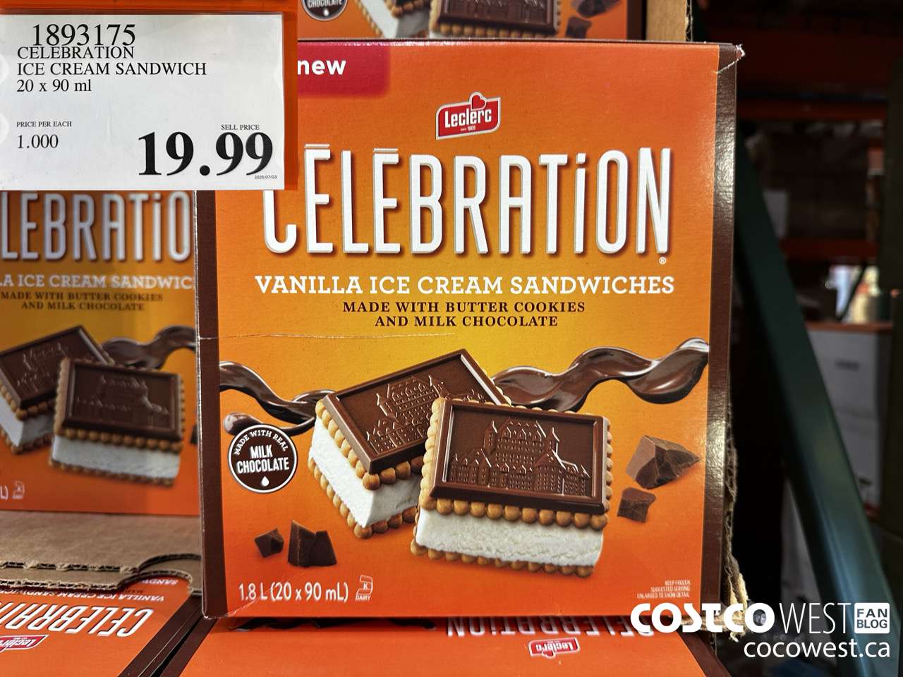 1893175 CELEBRATION ICE CREAM SANDWICH 20 X 90ML $19.99