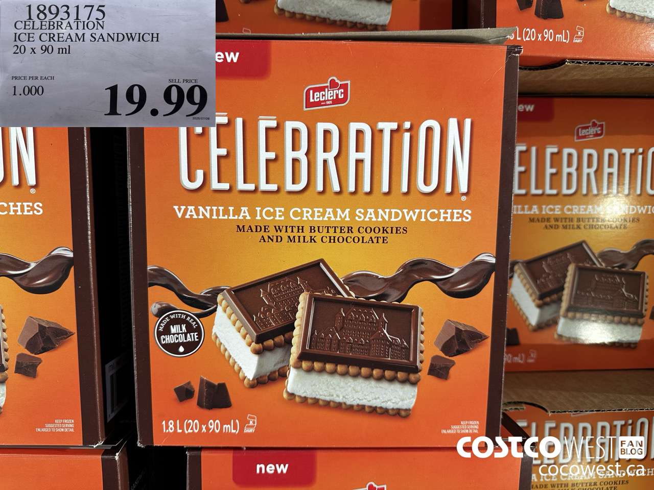 1893175 CELEBRATION ICE CREAM SANDWICH 20 X 90ML $19.99