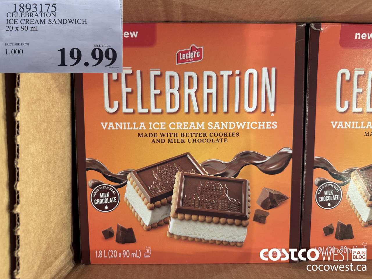 1893175 CELEBRATION ICE CREAM SANDWICH 20 X 90ML $19.99