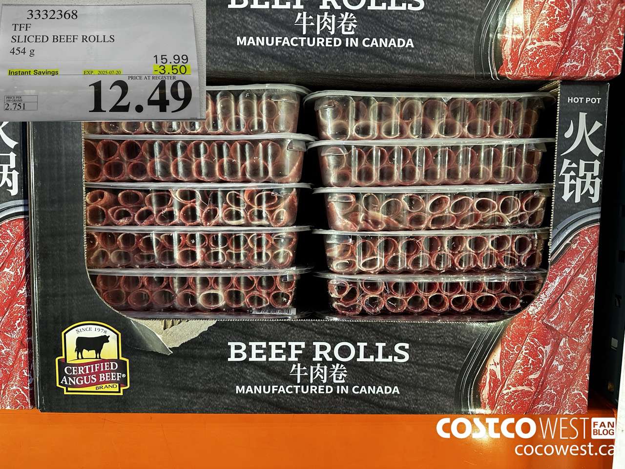 3332368 CERTIFIED ANGUS BEEF SLICED BEEF ROLLS 454 G ($3.50 INSTANT SAVINGS EXPIRES ON 2025-07-20) $12.49