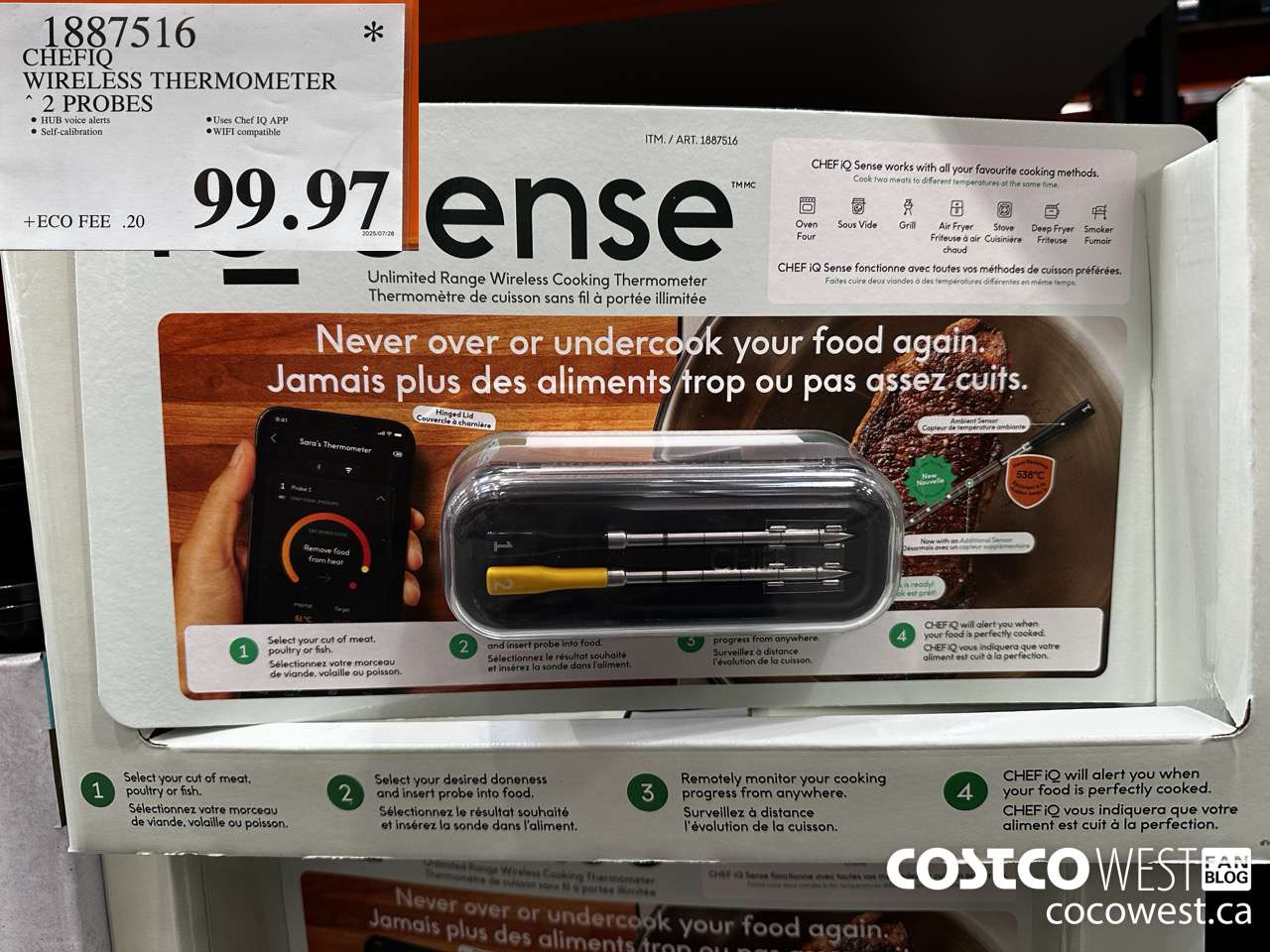 1887516 CHEFIQ WIRELESS THERMOMETER 2 PROBES $99.97