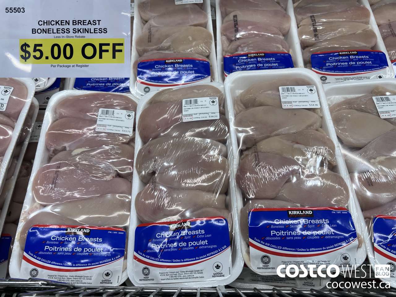 55503 CHICKEN BREASTS BONELESS SKINLESS ($5.00 INSTANT SAVINGS)