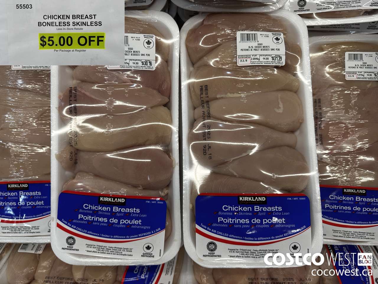 55503 CHICKEN BREASTS BONELESS SKINLESS ($5.00 INSTANT SAVINGS)