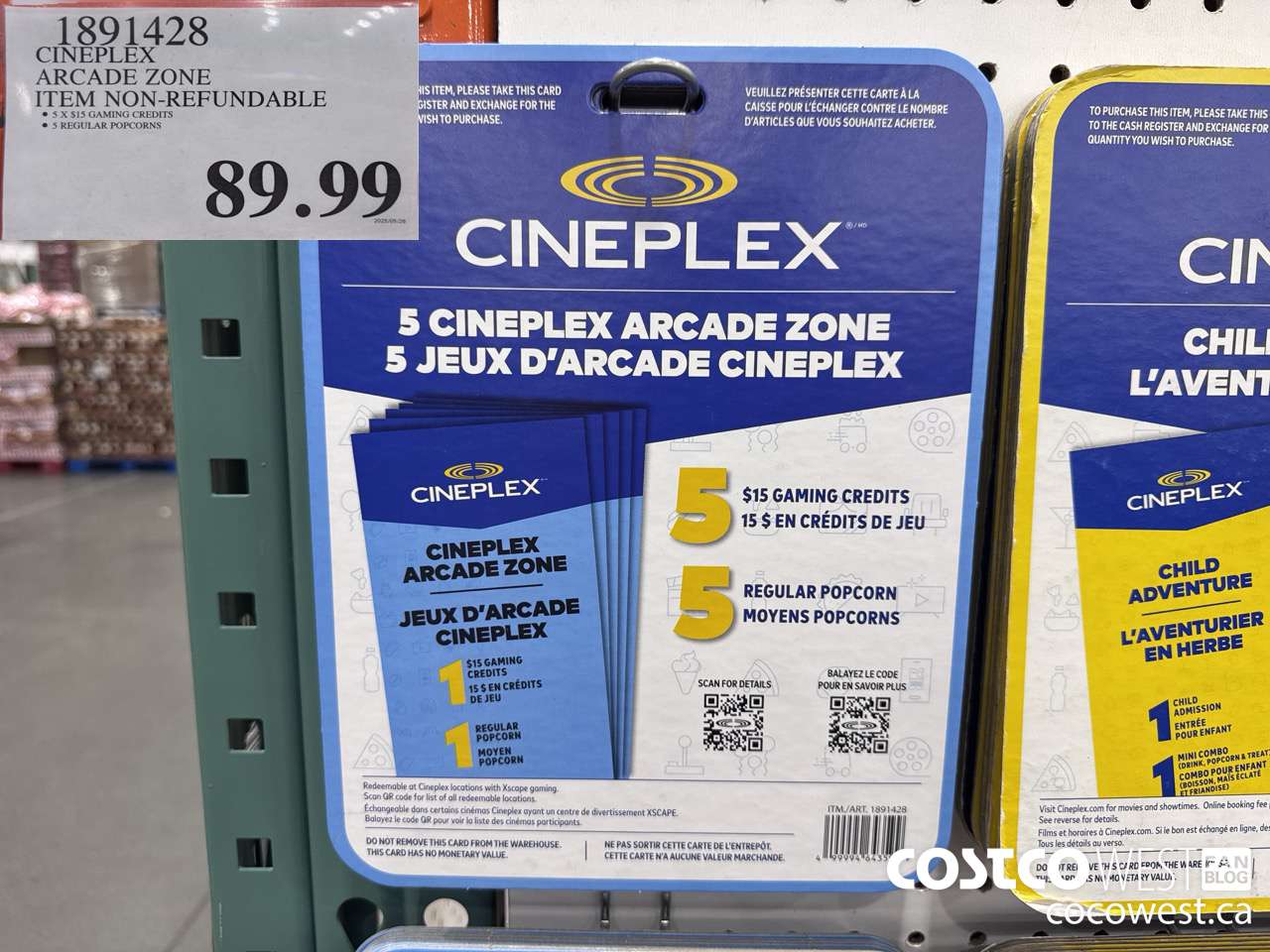 1891428 CINEPLEX ARCADE ZONE ITEM IS NON-REFUNDABLE $89.99