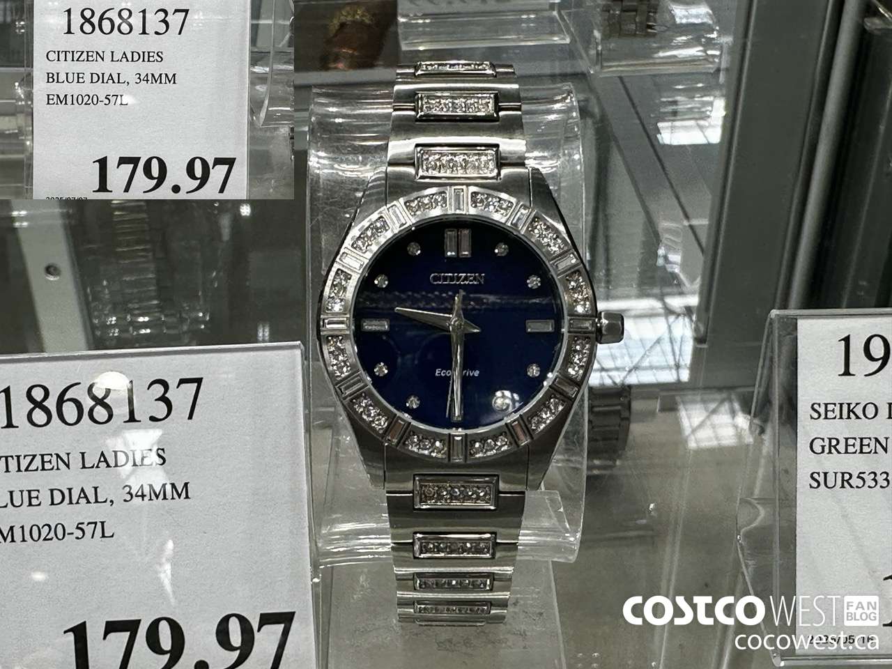 1868137 CITIZEN LADIES BLUE DIAL 34MM EM1020-57L $179.97