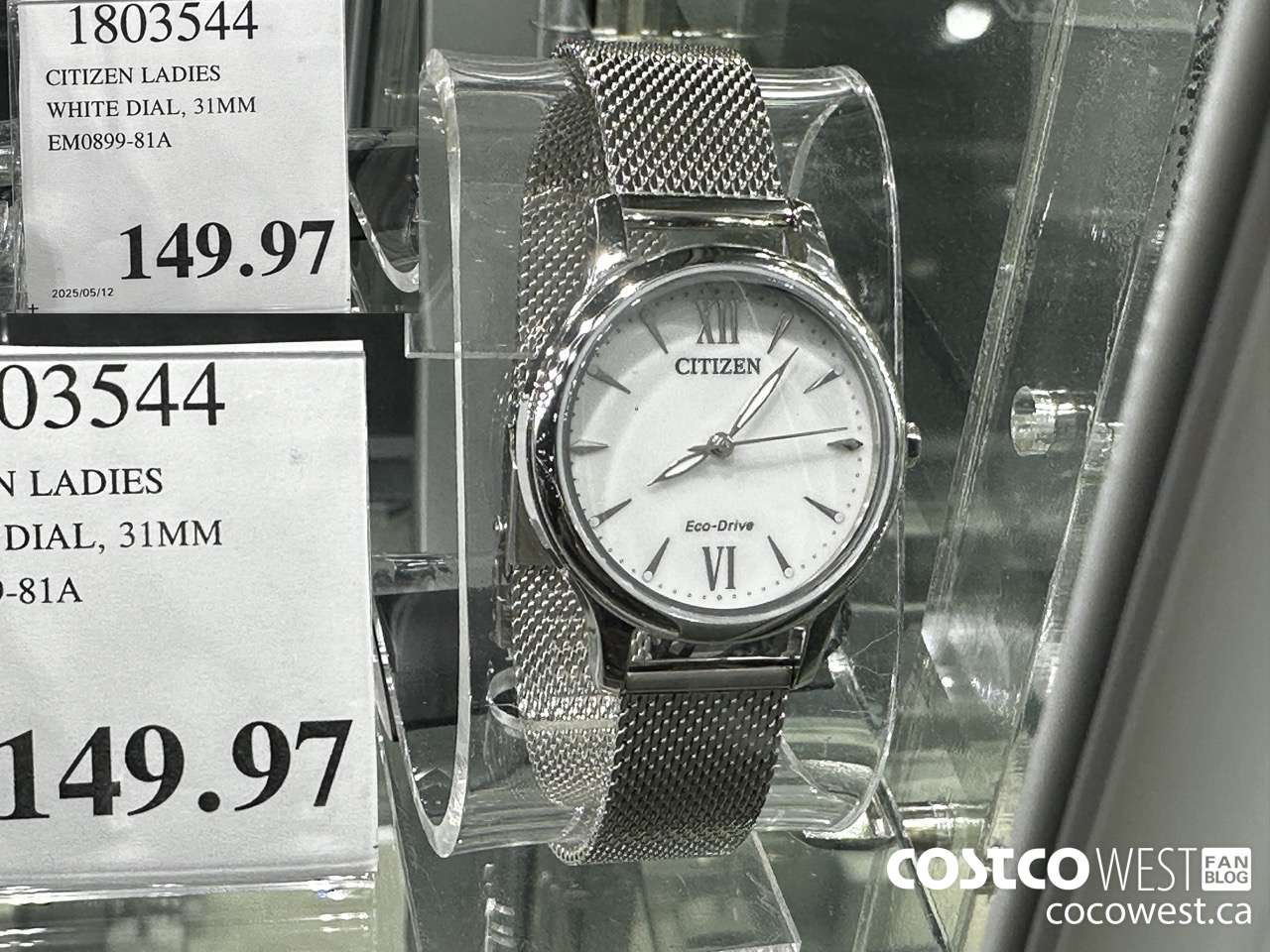 1803544 CITIZEN LADIES WHITE DIAL 31MM EM0899-81A $149.97