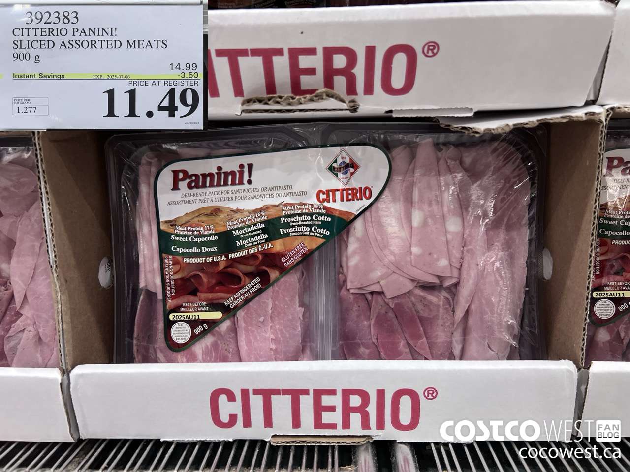 392383 CITTERIO PANINI! SLICED ASSORTED MEATS 900 g ($3.50 INSTANT SAVINGS EXPIRES ON 2025-07-06) $11.49