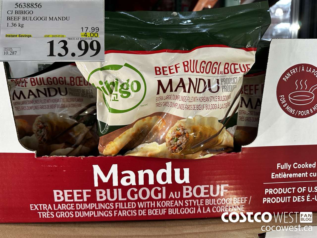 5638856 CJ BIBIGO BEEF BULGOGI MANDU 1.36 kg ($4.00 INSTANT SAVINGS EXPIRES ON 2025-07-20) $13.99