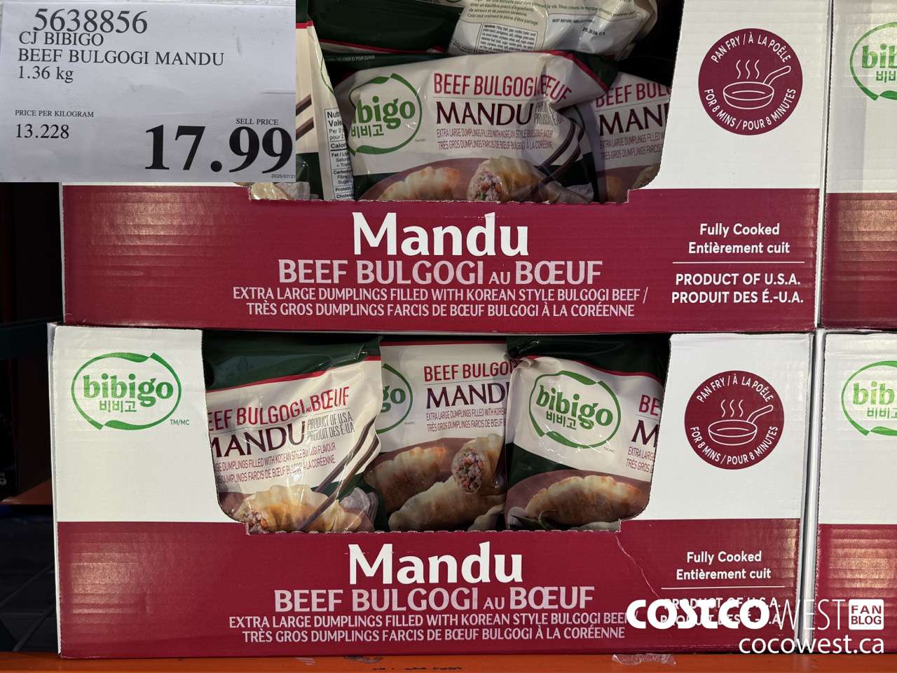 5638856 CJ BIBIGO BEEF BULGOGI MANDU 1.36 kg $17.99