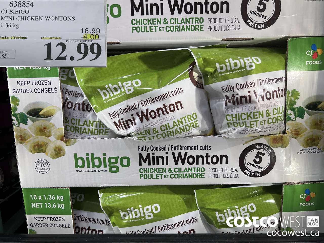 638854 CJ BIBIGO MINI CHICKEN WONTONS 1.36 KG ($4.00 INSTANT SAVINGS EXPIRES ON 2025-07-06) $12.99