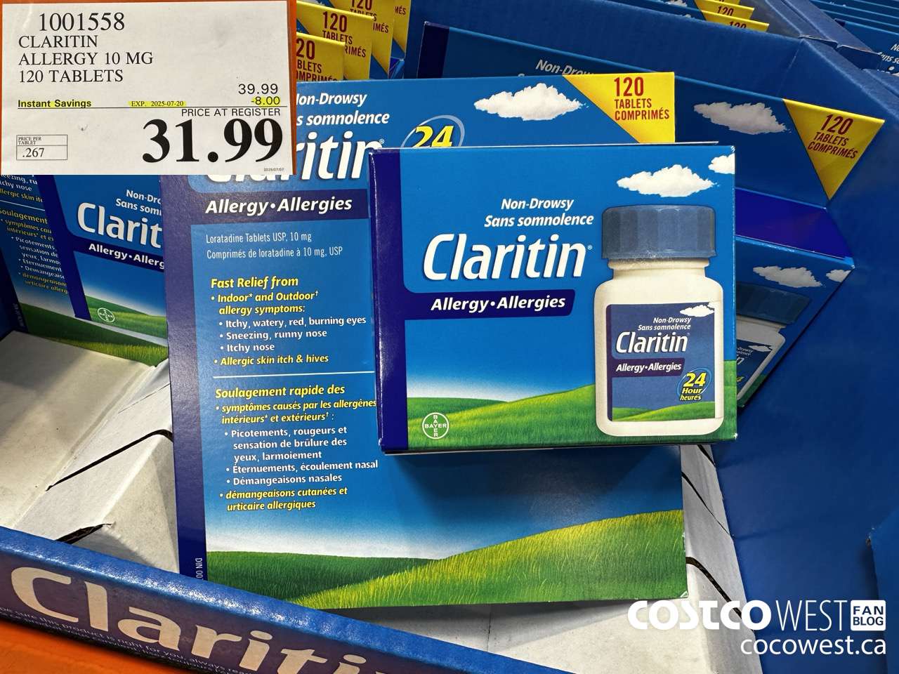 1001558 CLARITIN ALLERGY 10MG 120 TABLETS ($8.00 INSTANT SAVINGS EXPIRES ON 2025-07-20) $31.99