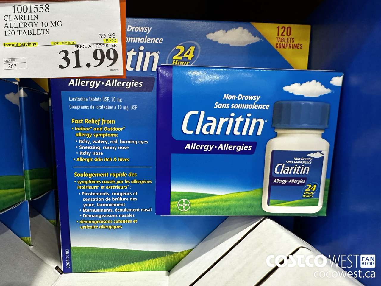 1001558 CLARITIN ALLERGY 10MG 120 TABLETS ($8.00 INSTANT SAVINGS EXPIRES ON 2025-07-20) $31.99