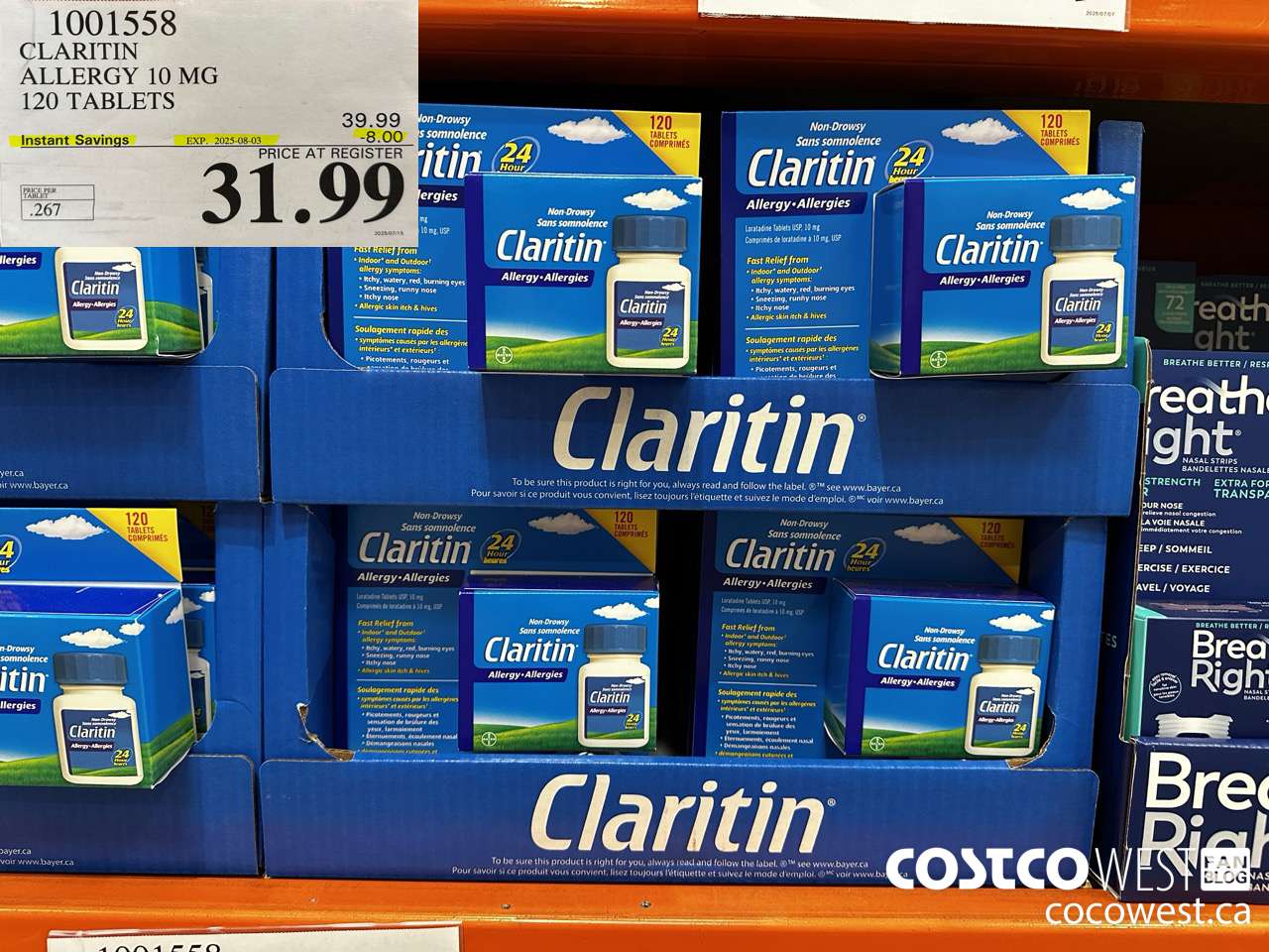 1001558 CLARITIN ALLERGY 10MG 120 TABLETS ($8.00 INSTANT SAVINGS EXPIRES ON 2025-08-03) $31.99