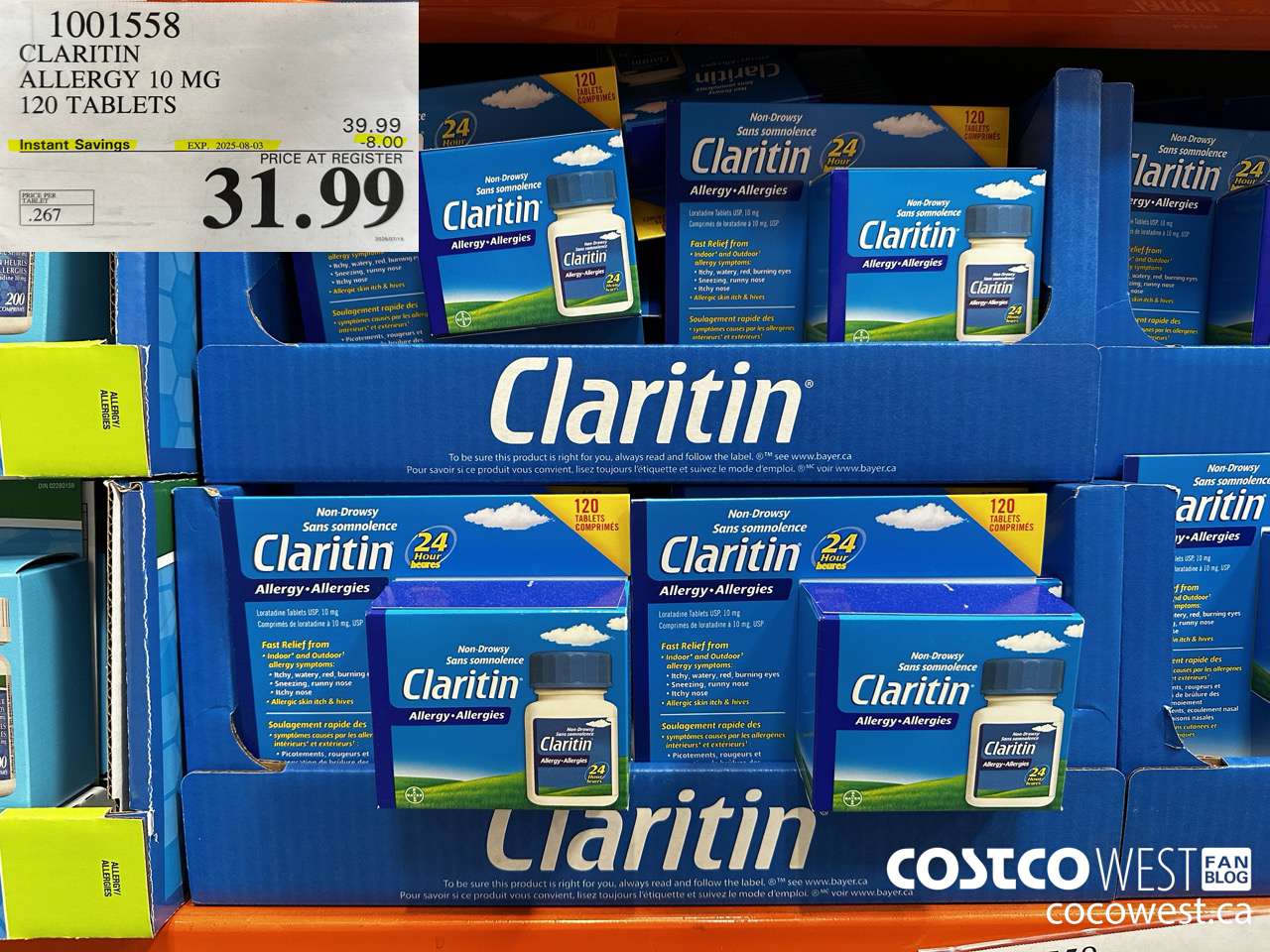 1001558 CLARITIN ALLERGY 10MG 120 TABLETS ($8.00 INSTANT SAVINGS EXPIRES ON 2025-08-03) $31.99