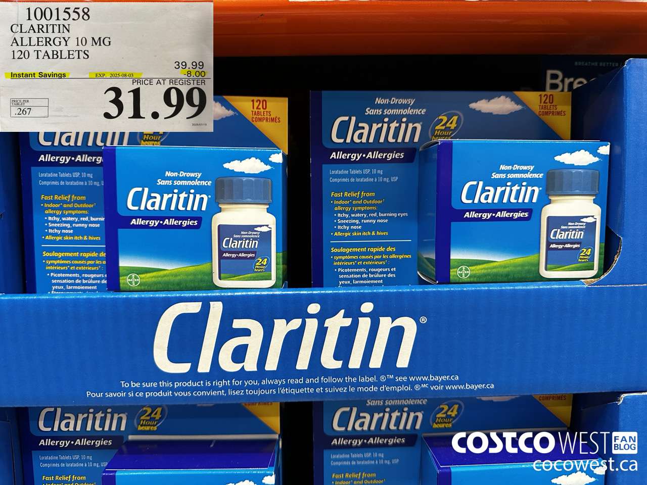 1001558 CLARITIN ALLERGY 10MG 120 TABLETS ($8.00 INSTANT SAVINGS EXPIRES ON 2025-08-03) $31.99