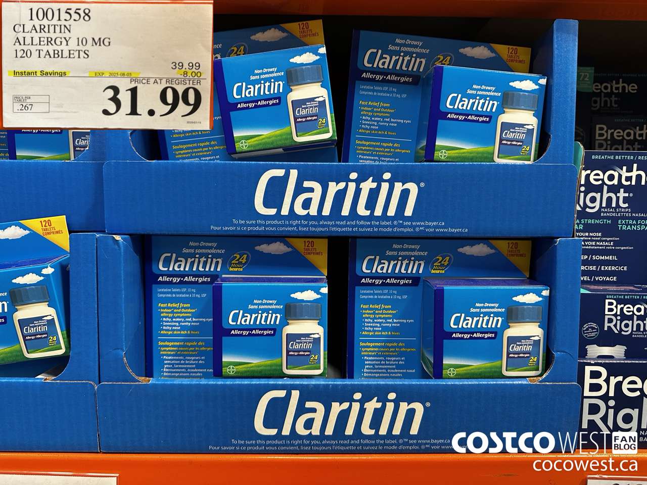 1001558 CLARITIN ALLERGY 10MG 120 TABLETS ($8.00 INSTANT SAVINGS EXPIRES ON 2025-08-03) $31.99