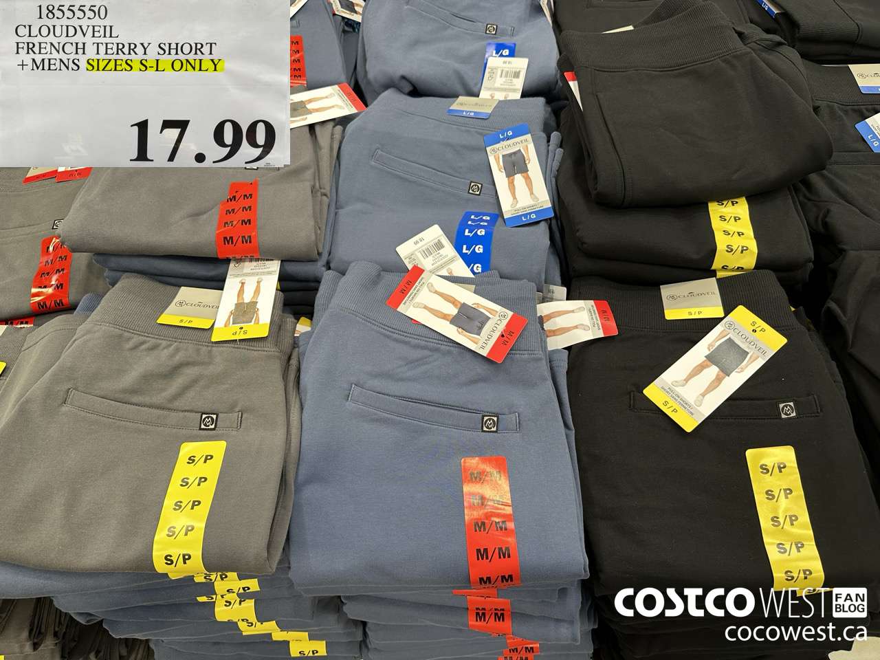 1855550 CLOUDVEIL FRENCH TERRY SHORT MENS SIZES S-L ONLY $17.99