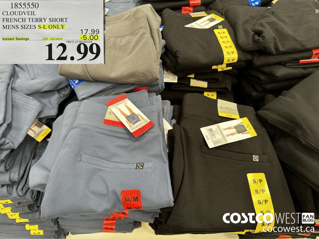 1855550 CLOUDVEIL FRENCH TERRY SHORT MENS SIZES S-L ONLY ($5.00 INSTANT SAVINGS EXPIRES ON 2025-08-03) $12.99