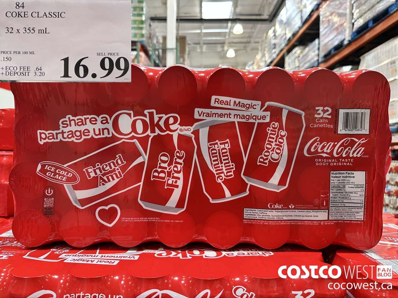 84 COKE CLASSIC 32 X 355 ML $16.99