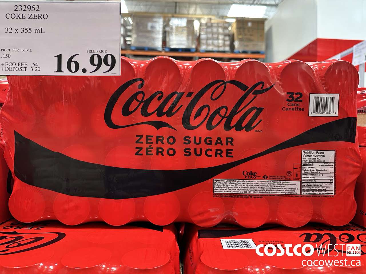 232952 COKE ZERO 32 X 355 ML $16.99