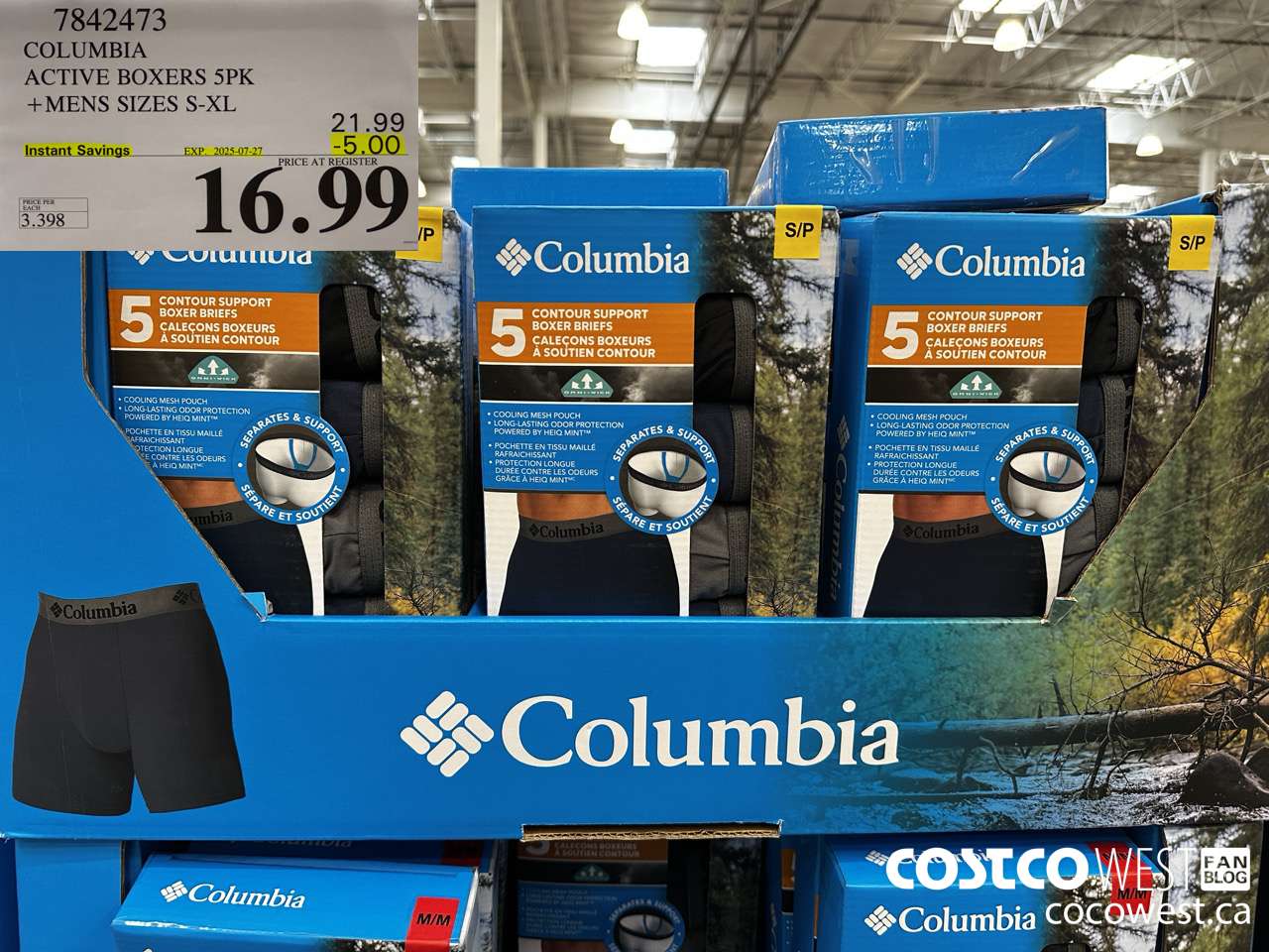 7842473 COLUMBIA ACTIVE BOXERS 5PK MENS SIZES S-XL ($5.00 INSTANT SAVINGS EXPIRES ON 2025-07-27) $16.99