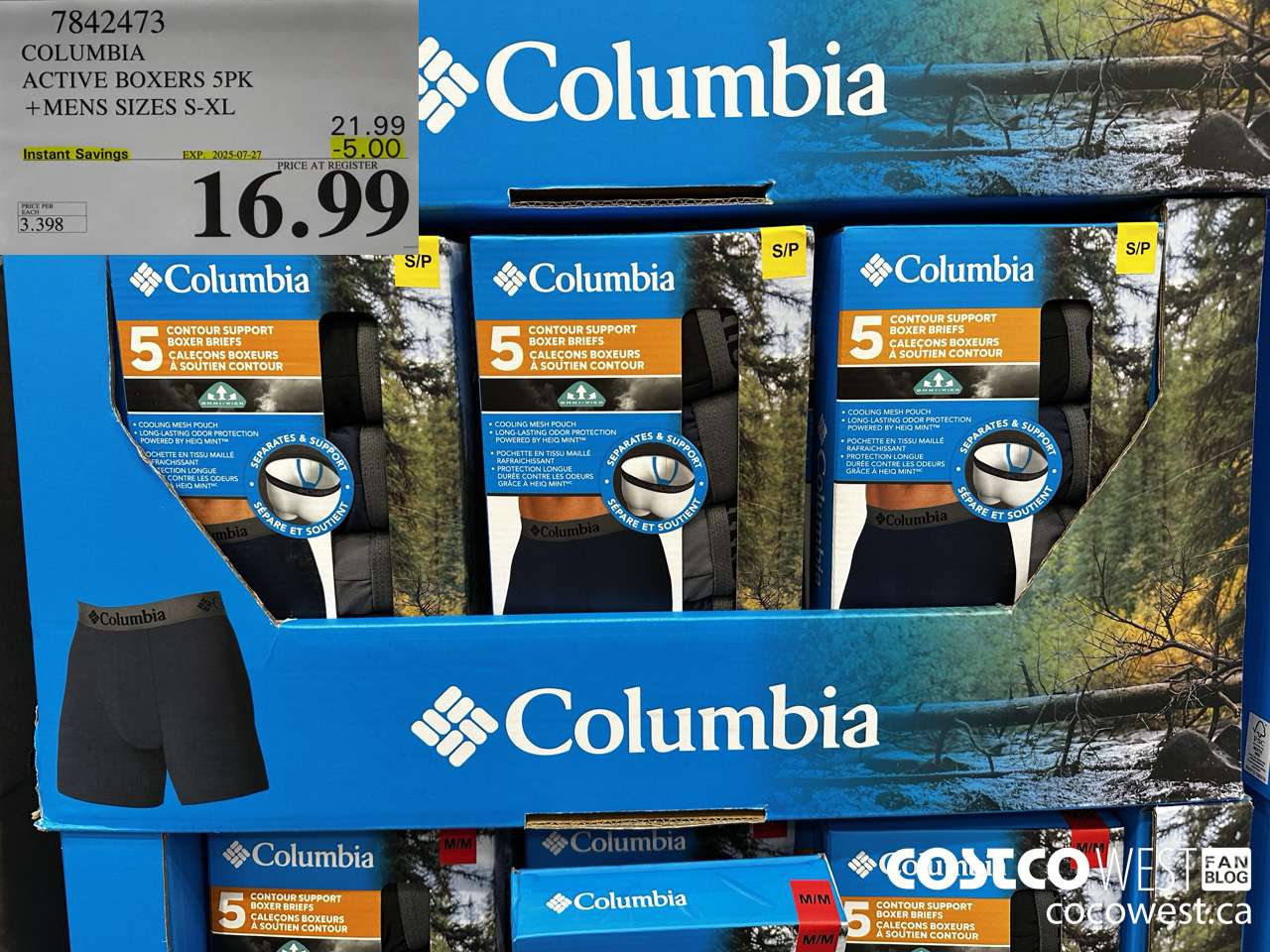 7842473 COLUMBIA ACTIVE BOXERS 5PK MENS SIZES S-XL ($5.00 INSTANT SAVINGS EXPIRES ON 2025-07-27) $16.99