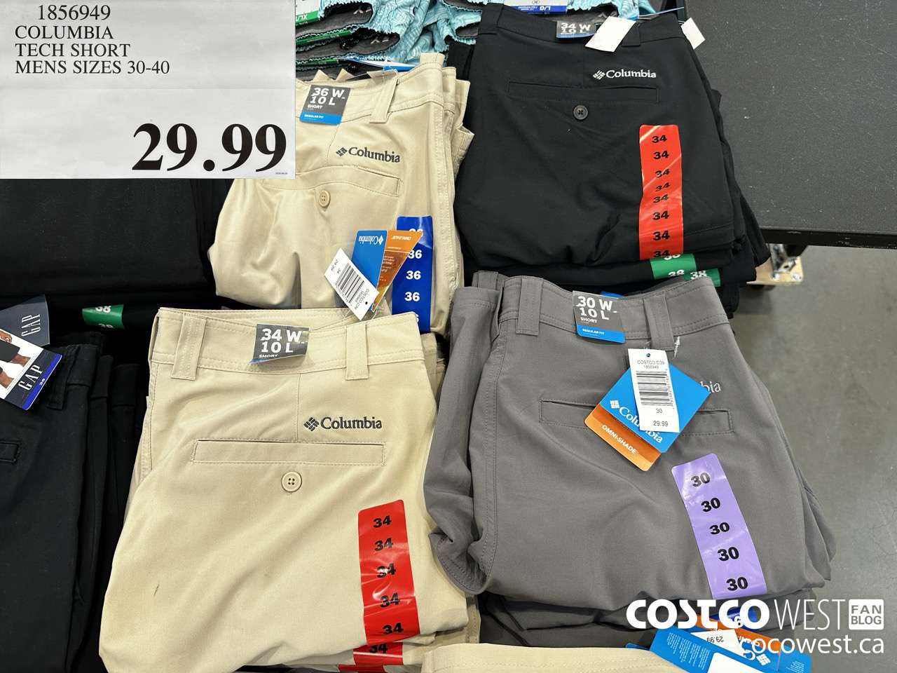 1856949 COLUMBIA TECH SHORT MENS SIZES 30-40  $29.99