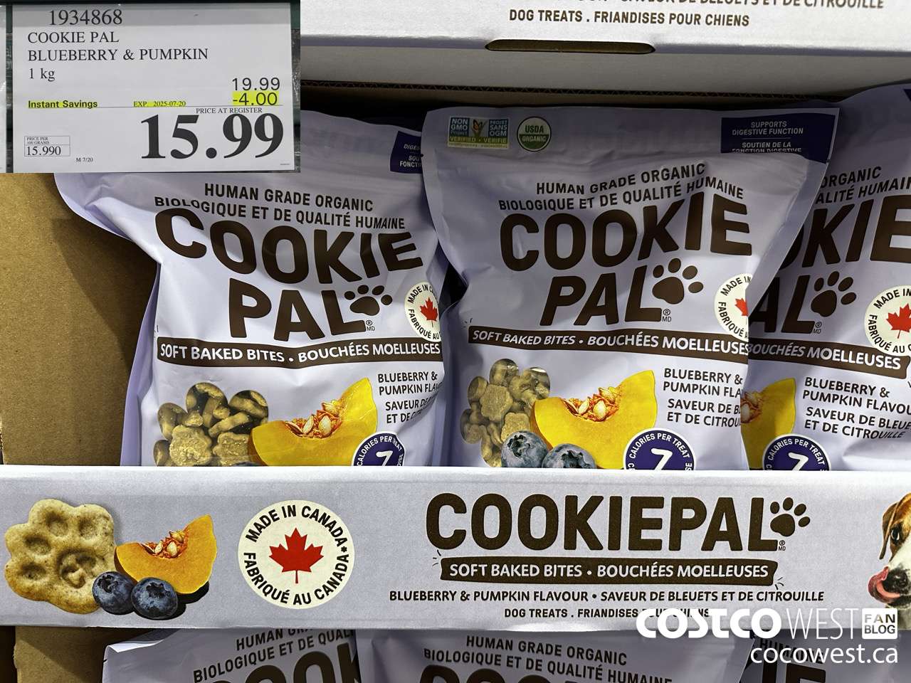 1934868 COOKIE PAL BLUEBERRY & PUMPKIN 1KG ($4.00 INSTANT SAVINGS EXPIRES ON 2025-07-20) $15.99