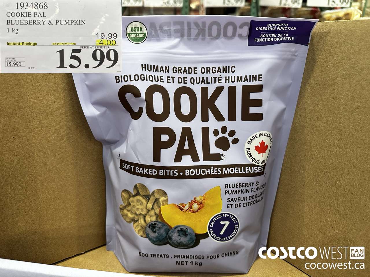1934868 COOKIE PAL BLUEBERRY & PUMPKIN 1KG ($4.00 INSTANT SAVINGS EXPIRES ON 2025-07-20) $15.99
