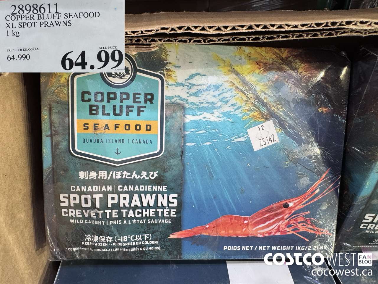 2898611 COPPER BLUFF SEAFOOD XL SPOT PRAWNS 1KG $64.99
