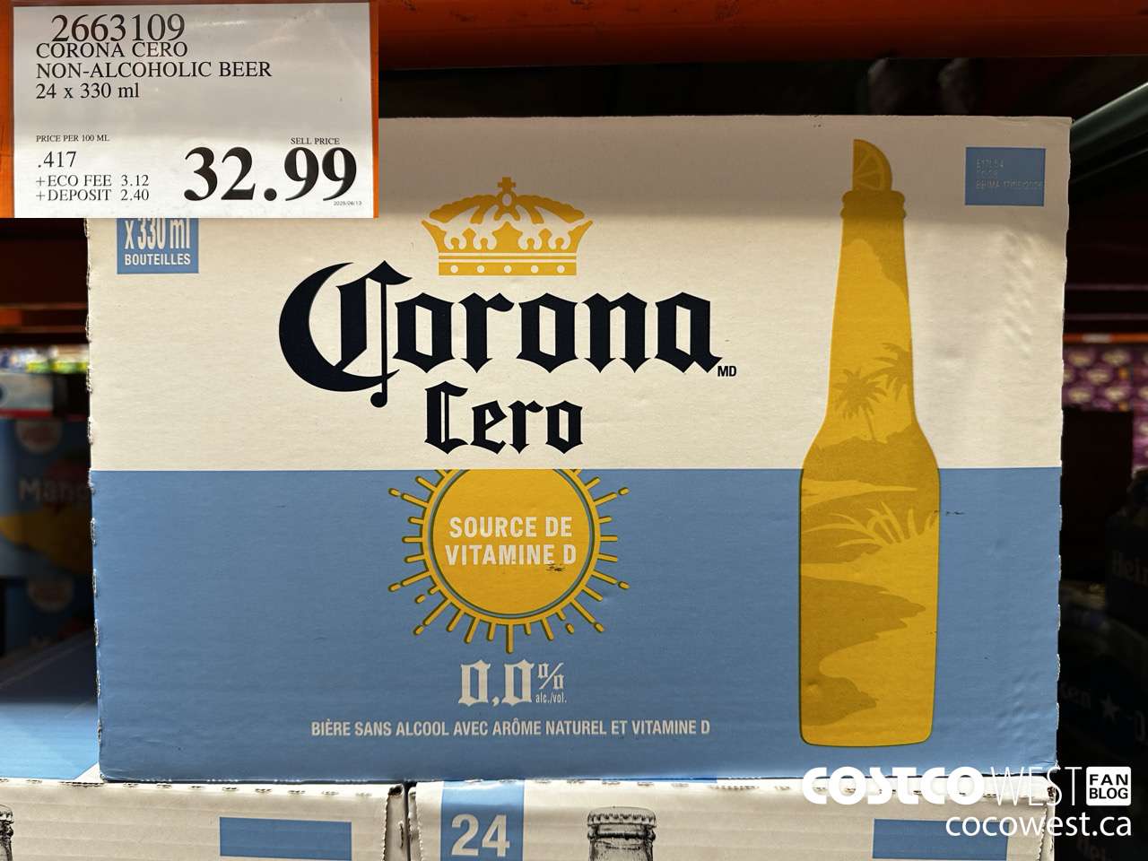 2663109 CORONA CERO NON-ALCOHOLIC BEER 24 X 330ML $32.99