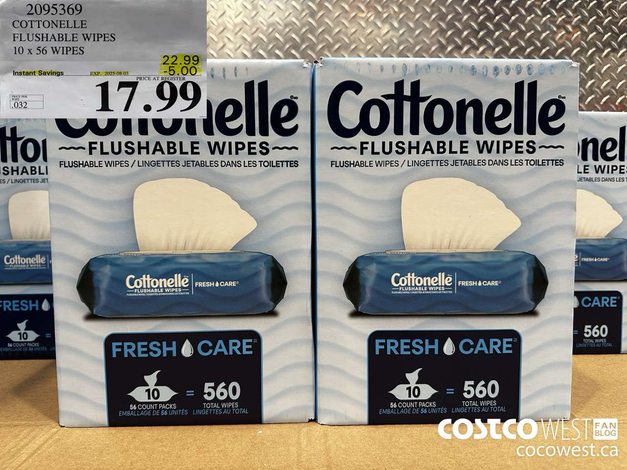 2095369 COTTONELLE FLUSHABLE WIPES 560 UNITS ($5.00 INSTANT SAVINGS EXPIRES ON 2025-08-03) $17.99