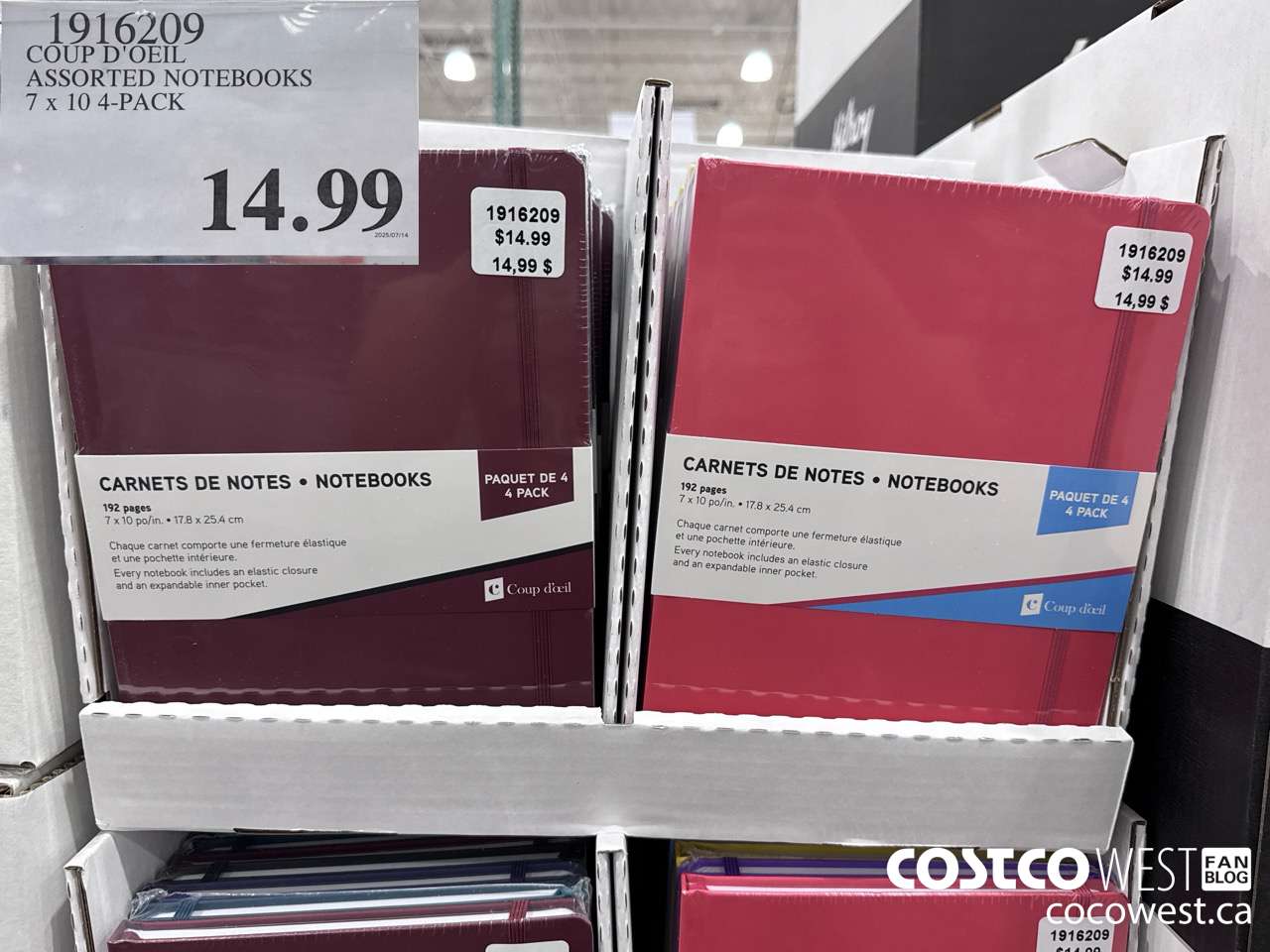 1916209 COUP D'OEIL ASSORTED NOTEBOOKS 7 X 10 4-PACK $14.99