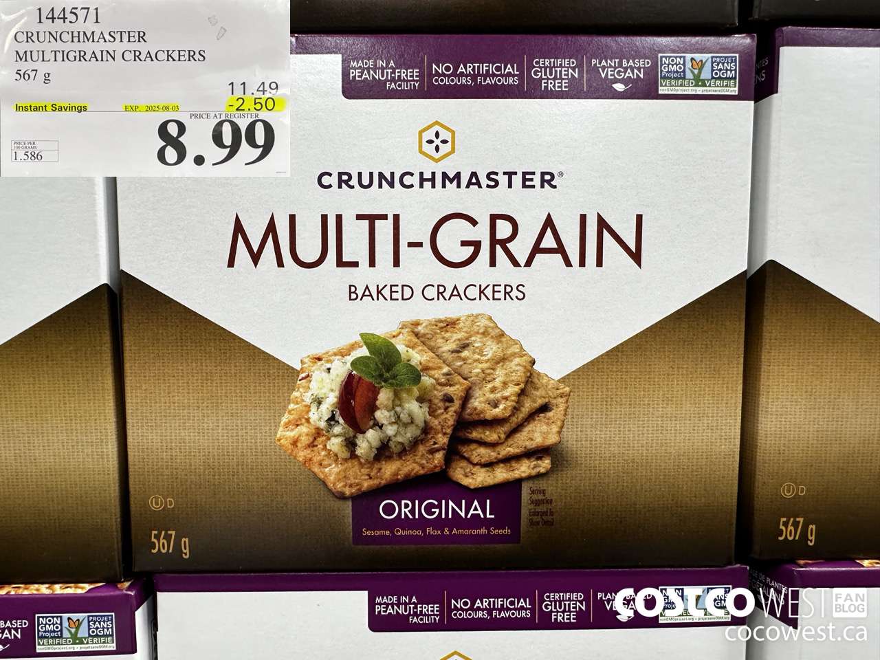 144571 CRUNCHMASTER MULTIGRAIN CRACKERS 567 G ($2.50 INSTANT SAVINGS EXPIRES ON 2025-08-03) $8.99
