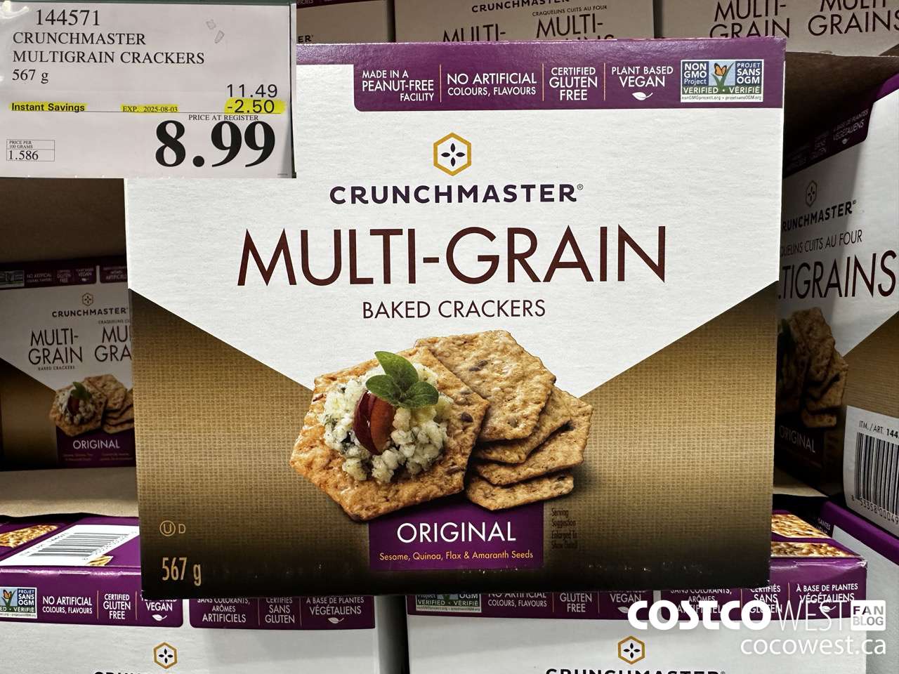 144571 CRUNCHMASTER MULTIGRAIN CRACKERS 567 G ($2.50 INSTANT SAVINGS EXPIRES ON 2025-08-03) $8.99