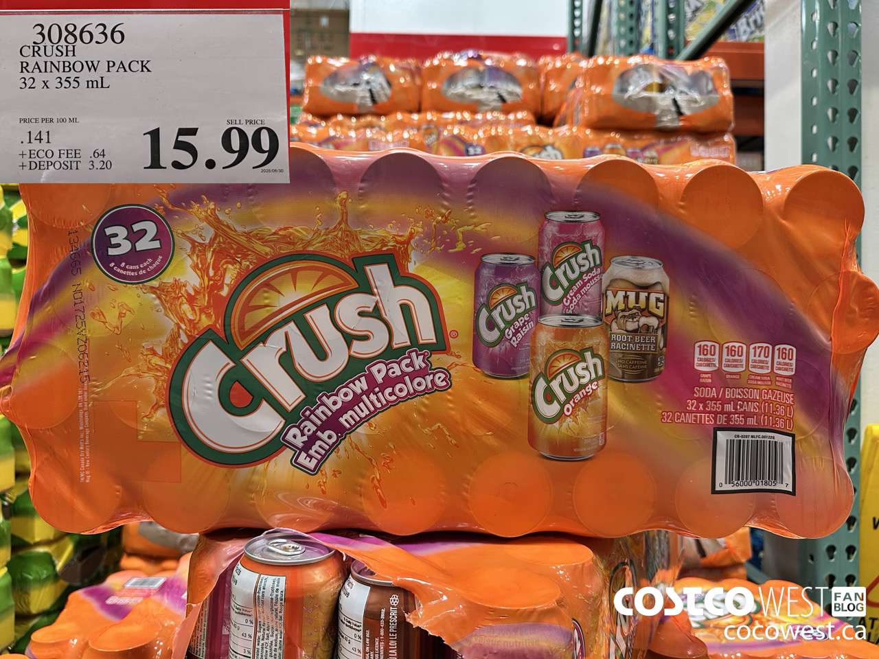 308636 CRUSH RAINBOW PACK 32 X 355 ML $15.99