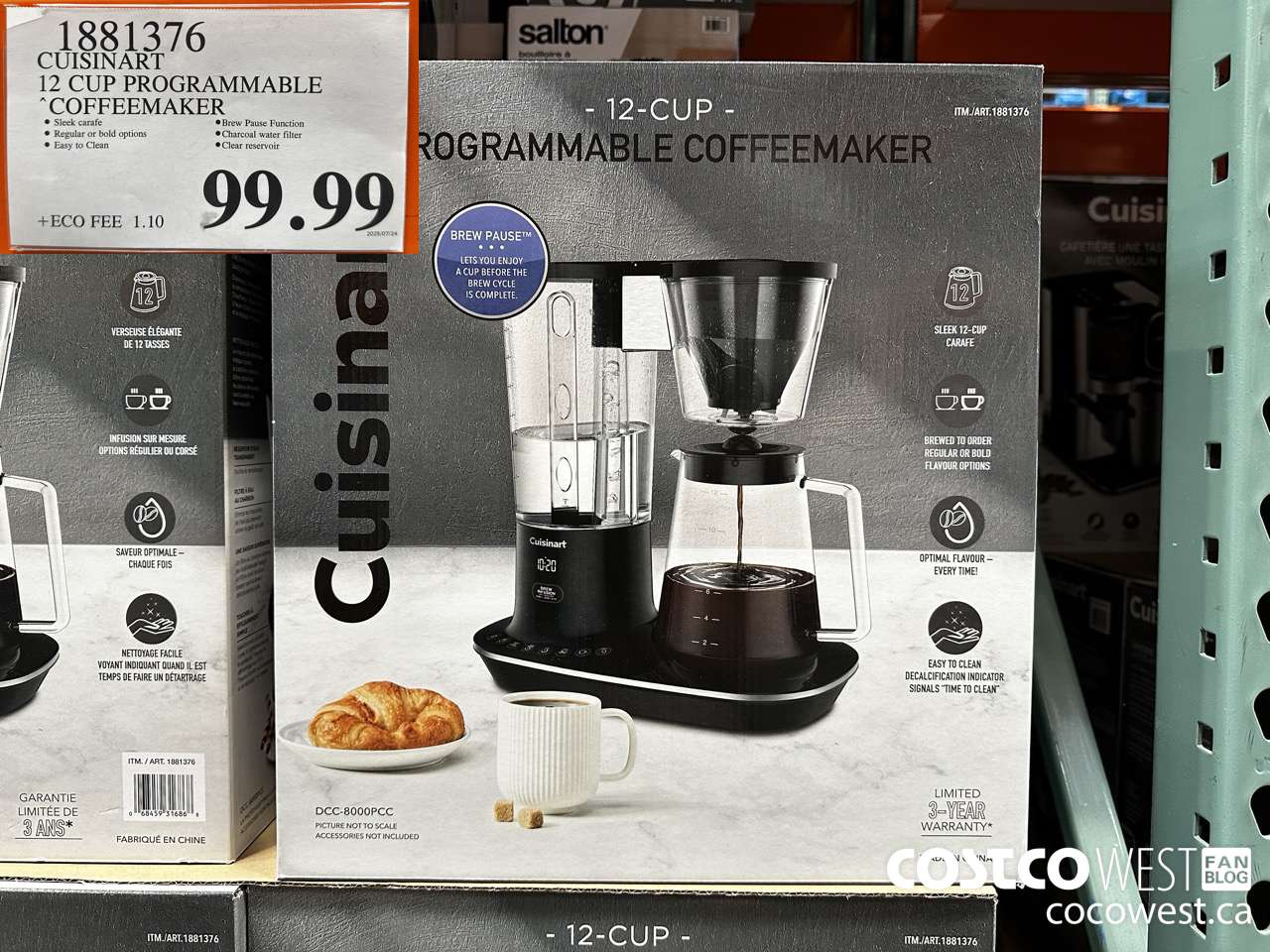 1881376 CUISINART 12 CUP PROGRAMMABLE COFFEEMAKER $99.99