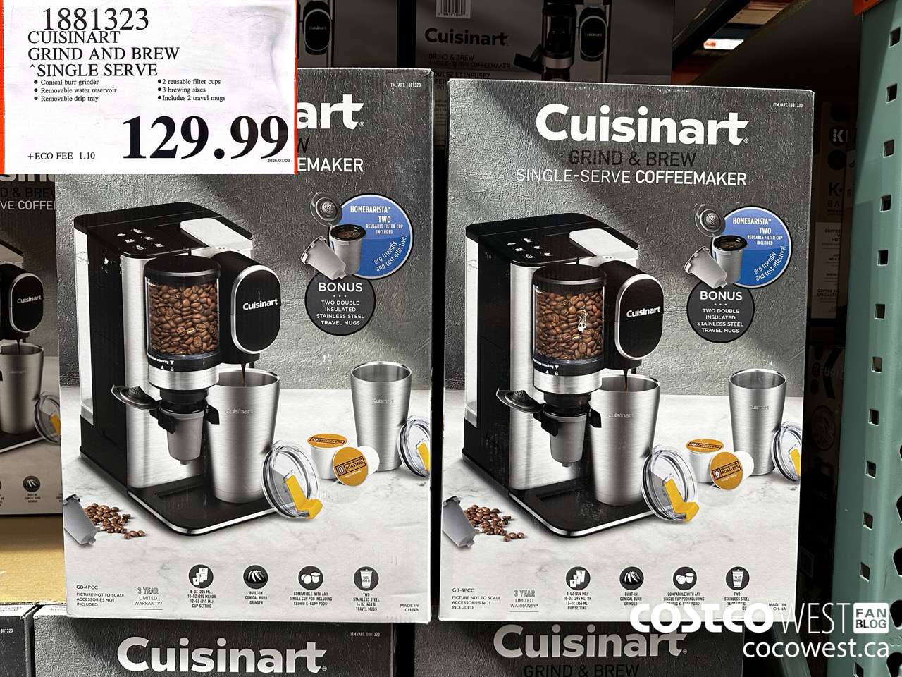 1881323 CUISINART GRIND AND BREW SINGLE SERVE $129.99