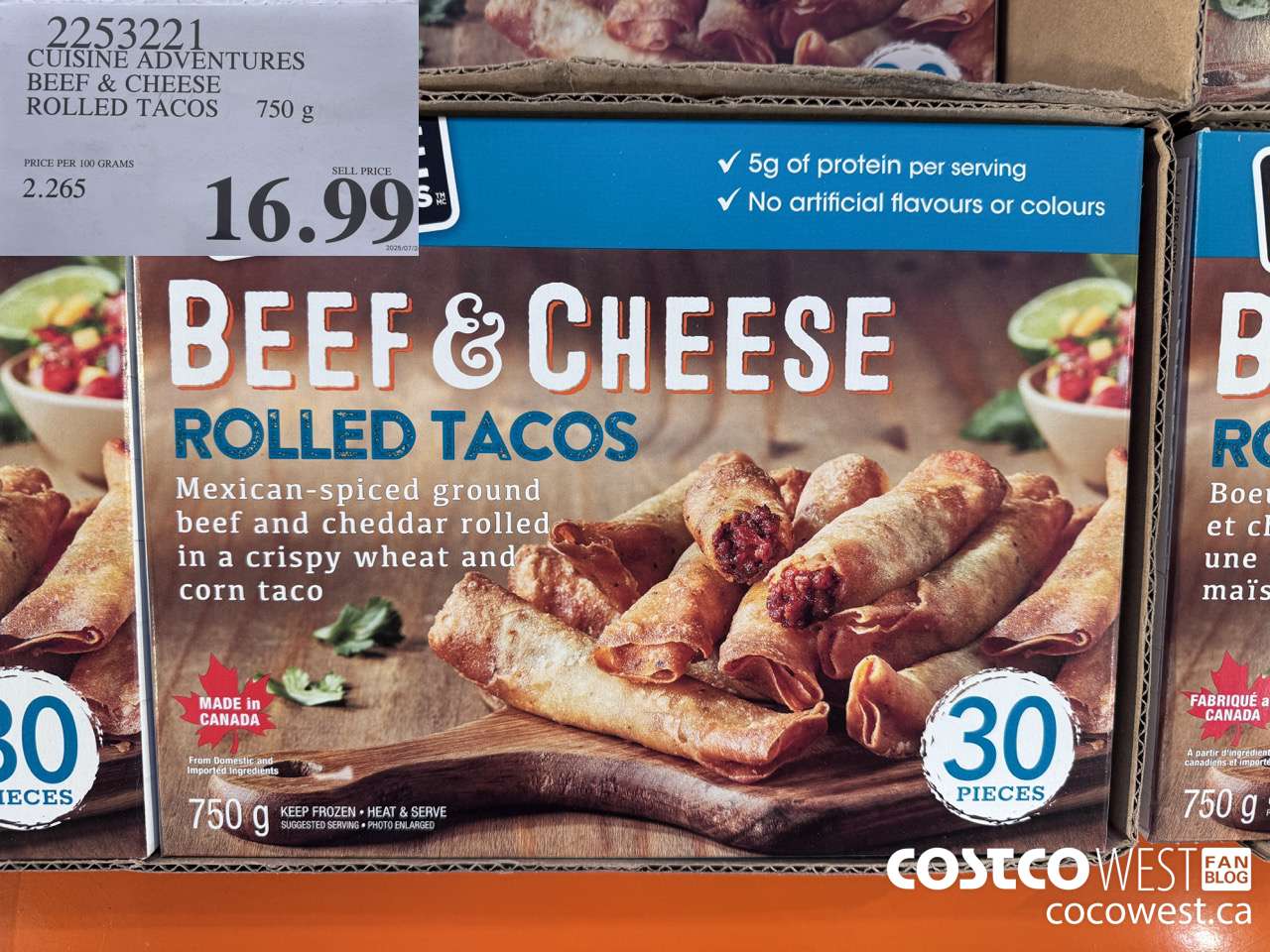 2253221 CUISINE ADVENTURES BEEF & CHEESE ROLLED TACOS 750G $16.99