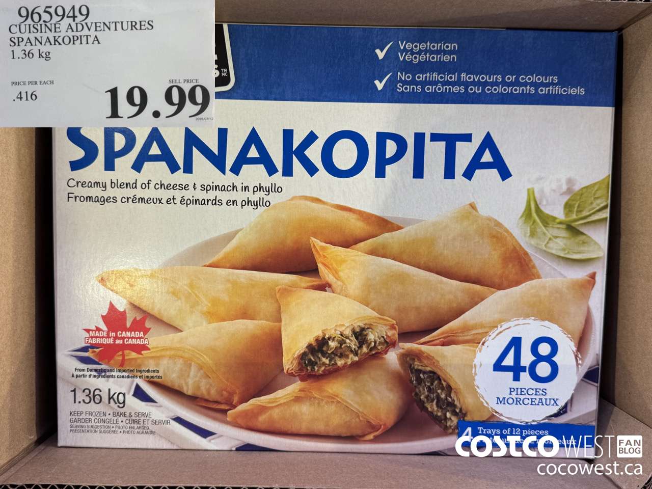 965949 CUISINE ADVENTURES SPANAKOPITA 1.36 kg $19.99