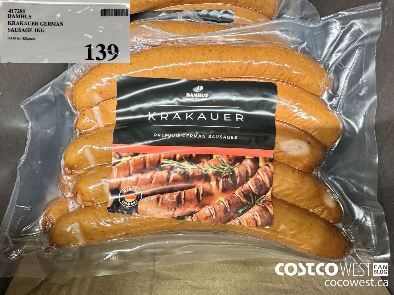 417285 DAMHUS KRAKAUER GERMAN SAUSAGE 1KG $139.00