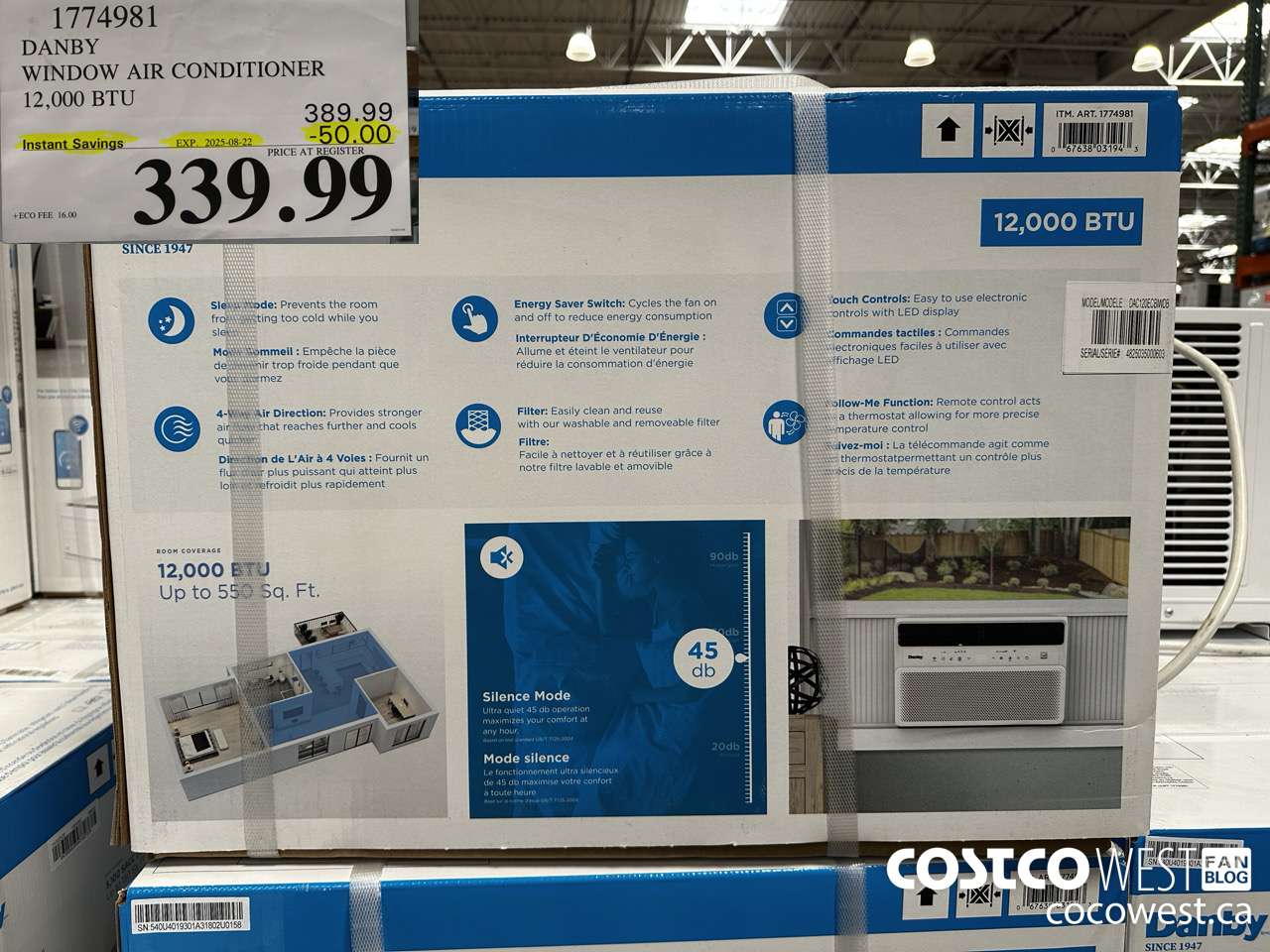 1774981 DANBY WINDOW AIR CONDITIONER 12,000 BTU ($50.00 INSTANT SAVINGS EXPIRES ON 2025-08-22) $339.99