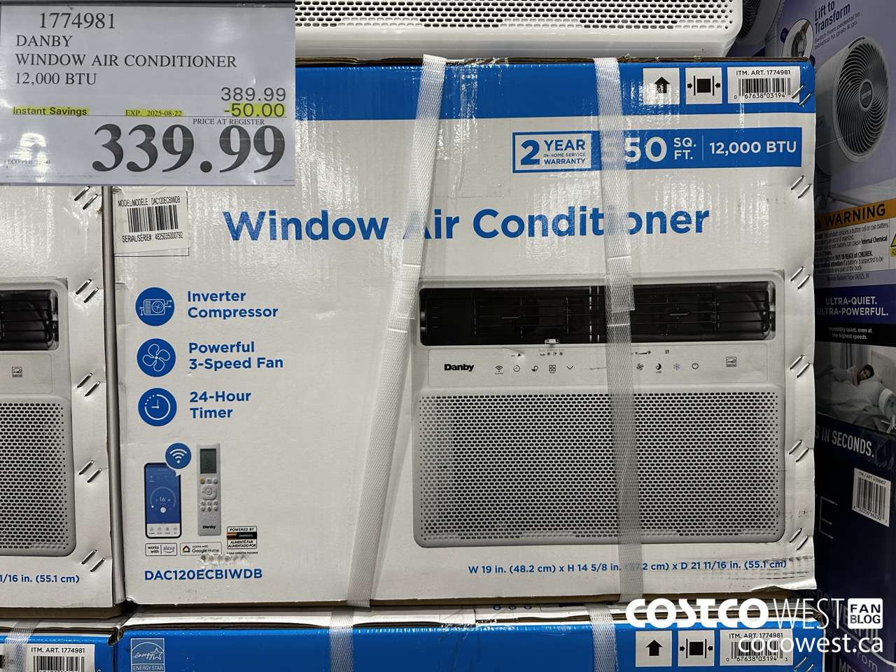 1774981 DANBY WINDOW AIR CONDITIONER 12,000 BTU ($50.00 INSTANT SAVINGS EXPIRES ON 2025-08-22) $339.99