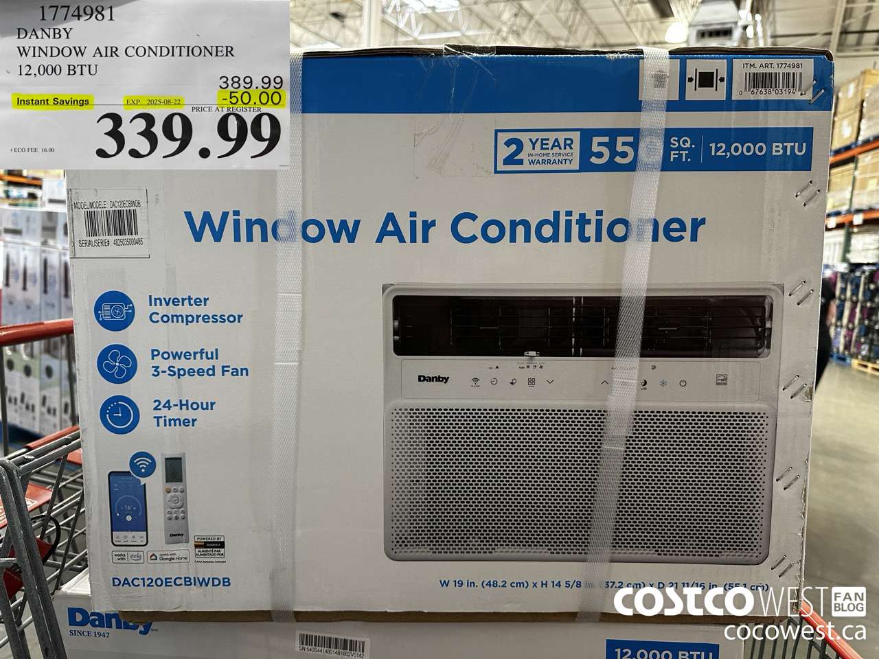 1774981 DANBY WINDOW AIR CONDITIONER 12,000 BTU ($50.00 INSTANT SAVINGS EXPIRES ON 2025-08-22) $339.99