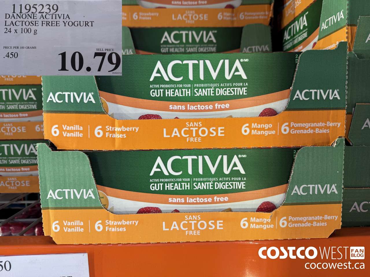 1195239 DANONE ACTIVIA LACTOSE FREE YOGURT 24 x 100 g $10.79