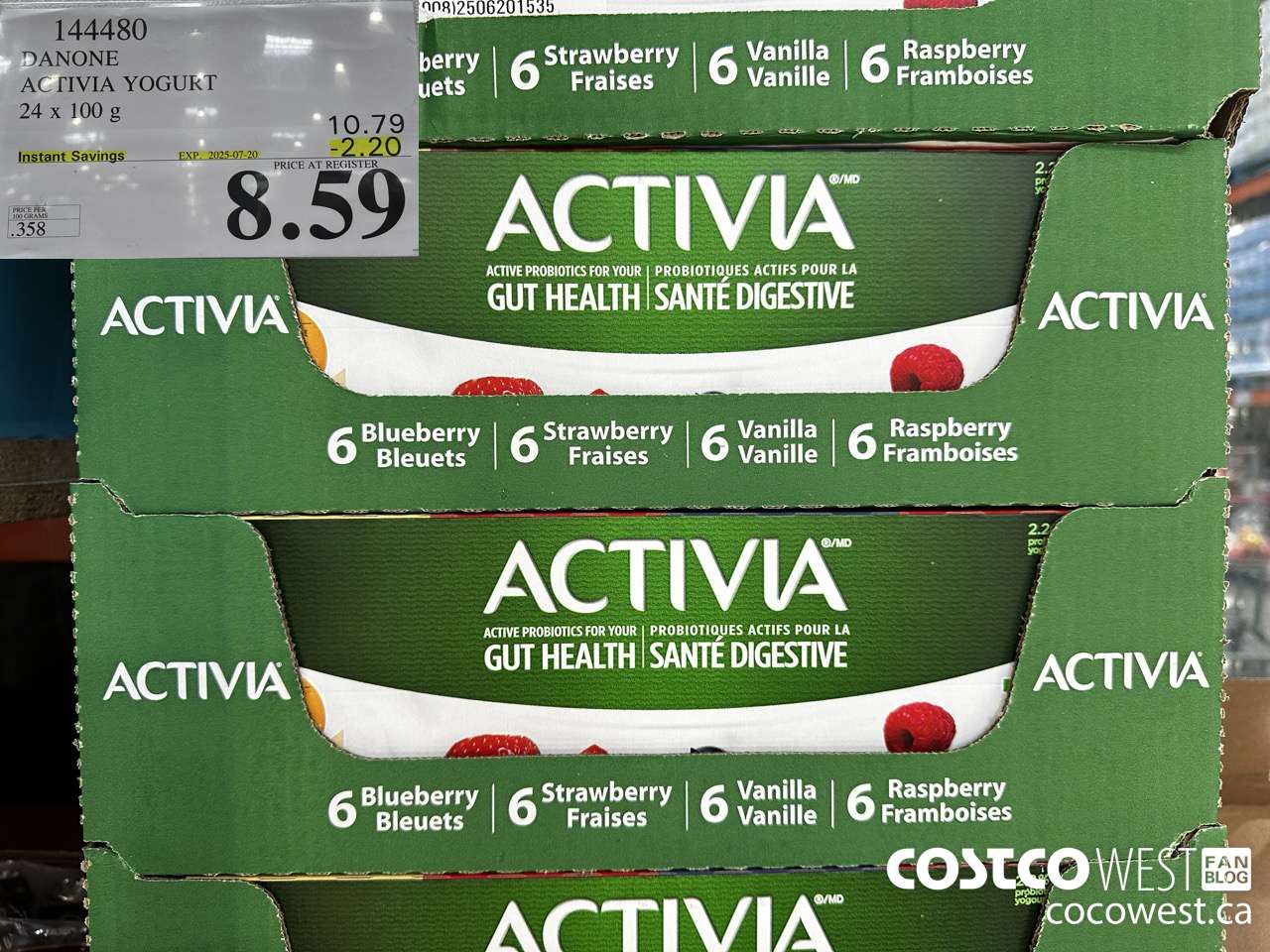 144480 DANONE ACTIVIA YOGURT 24 x 100 g ($2.20 INSTANT SAVINGS EXPIRES ON 2025-07-20) $8.59