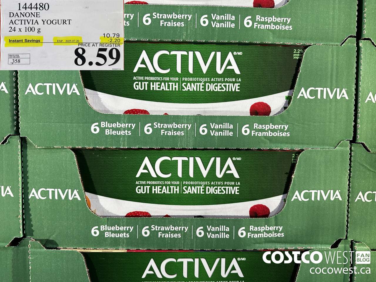 144480 DANONE ACTIVIA YOGURT 24 x 100 g ($2.20 INSTANT SAVINGS EXPIRES ON 2025-07-20) $8.59