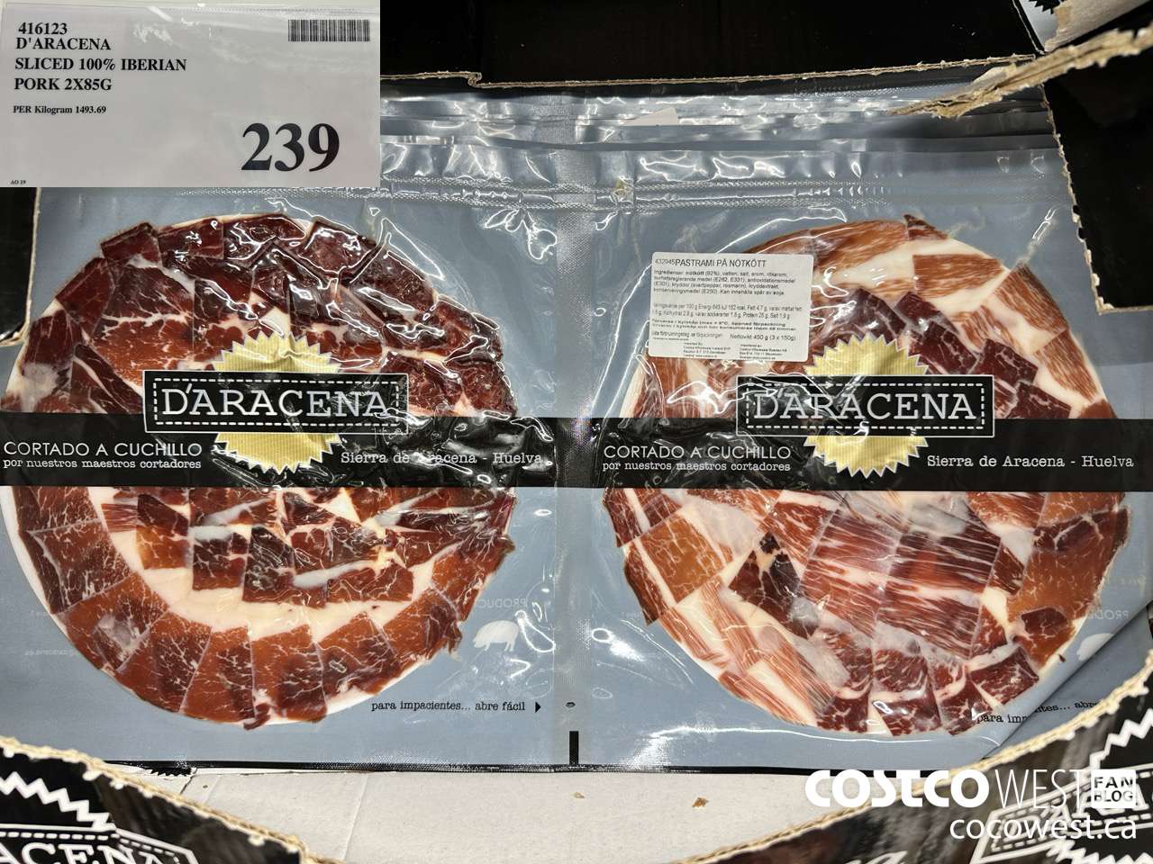 416123 D'ARACENA SLICED 100% IBERIAN PORK 2 X 85G $239.00